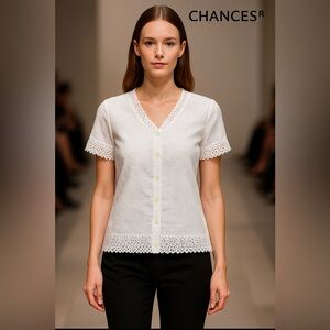 Chances R  White Blouse Elegant Top